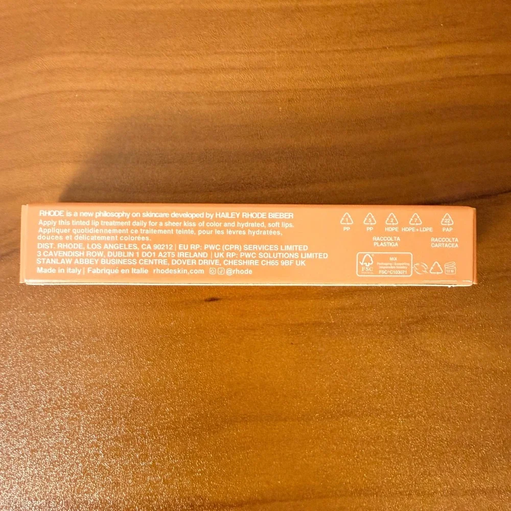 Rhode Peptide Lip Tint Peach Pit Hailey Bieber 10ml Hydrating Lip Treatment